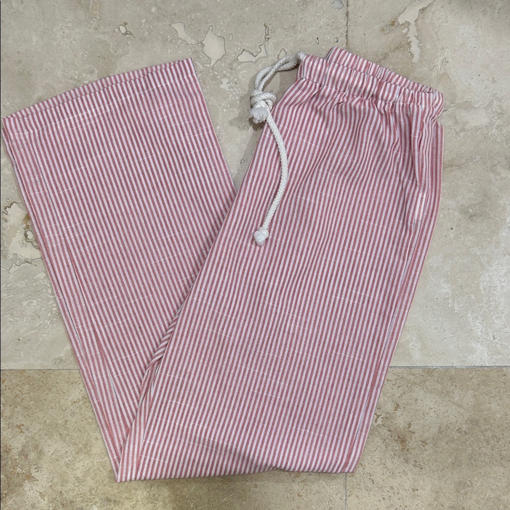 SHEIN Pink Striped Wide Leg Pants